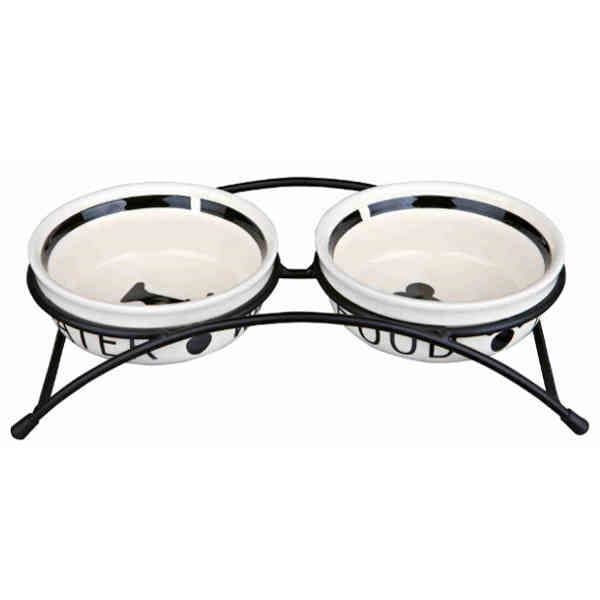 Zestaw ceramicznych misek dla psa na stojaku TRIXIE Eat on Feet, 20 cm, 2x1.6 l