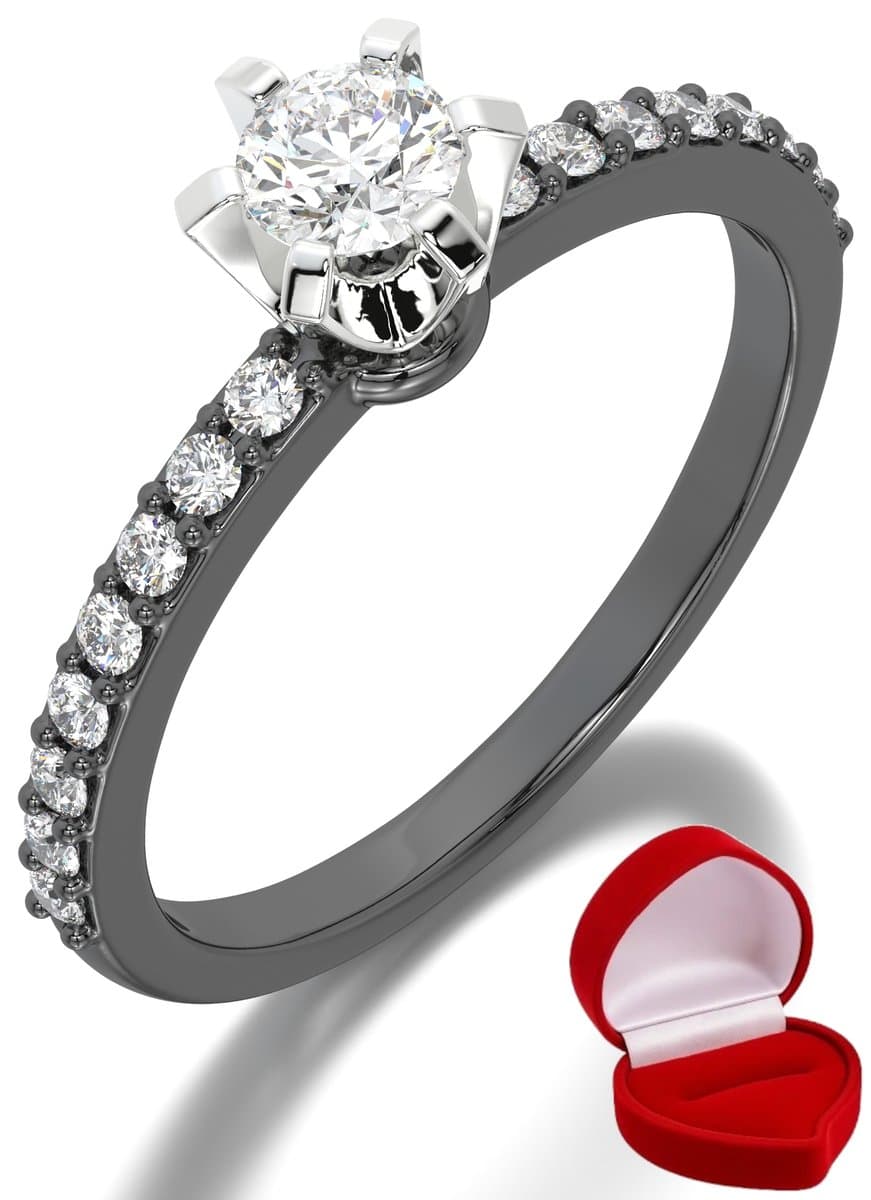ZŁOTY PIERŚCIONEK ZARĘCZYNOWY 585 14k BRYLANT LAB 0,19 ct CZARNE ZŁOTO R28