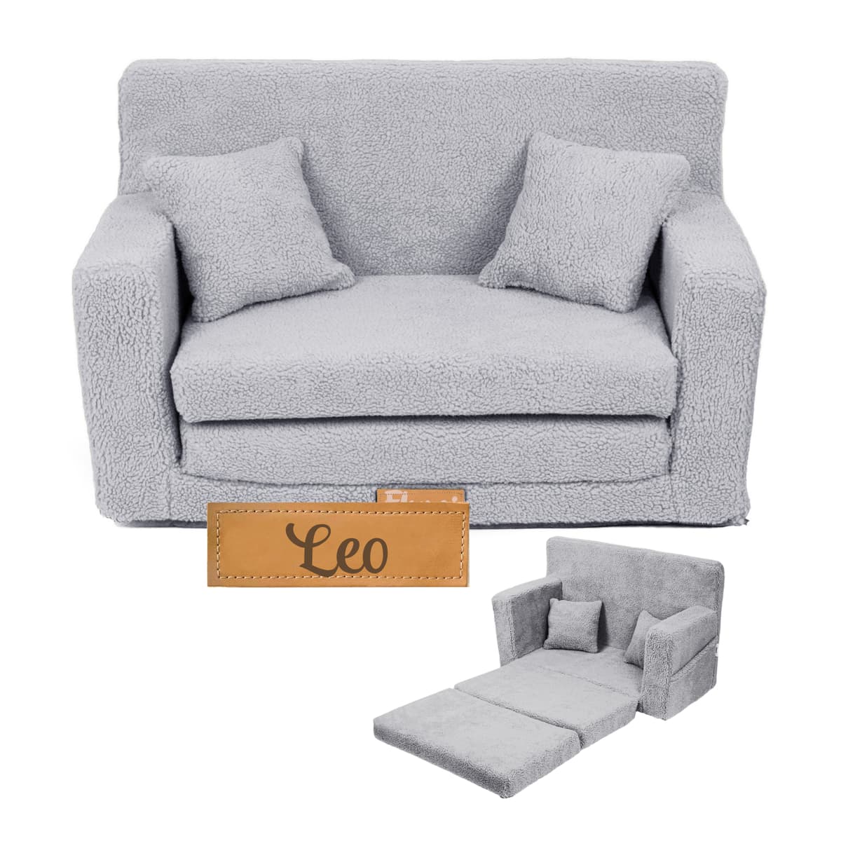 Flumi sofa dziecięca rozkładana, kanapa piankowa z imieniem dziecka
