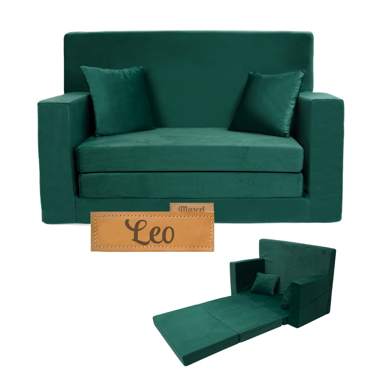 Flumi sofa dziecięca rozkładana, kanapa piankowa z imieniem dziecka