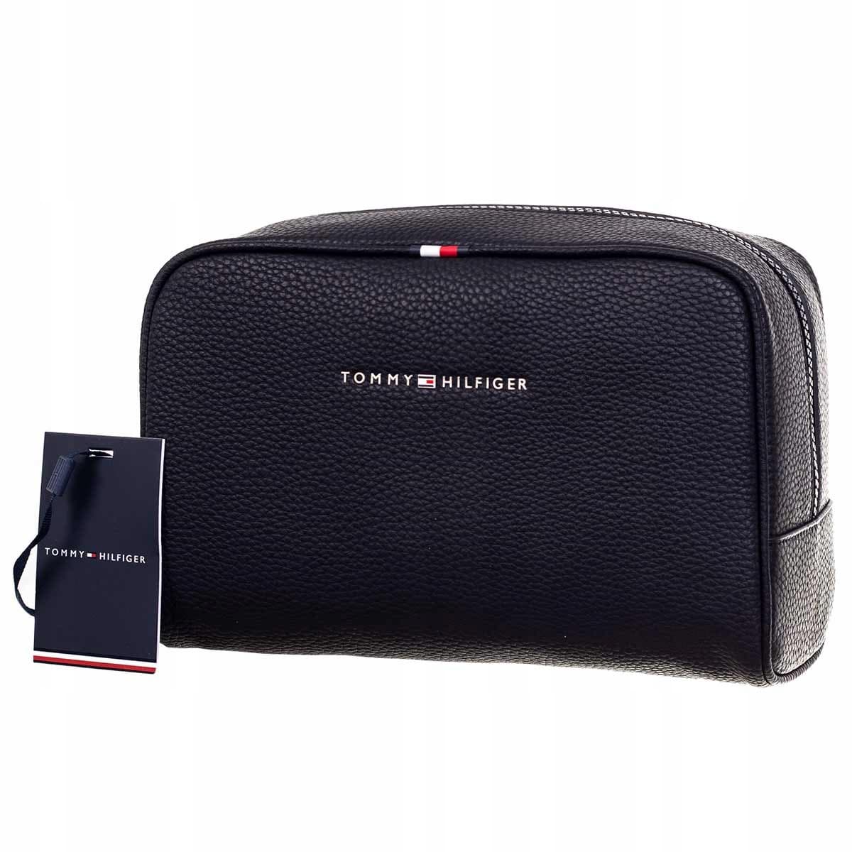 Tommy Hilfiger ESSENTIAL PU WASHBAG Kosmetyczka poliuretan 24x15x9cm CZARNA