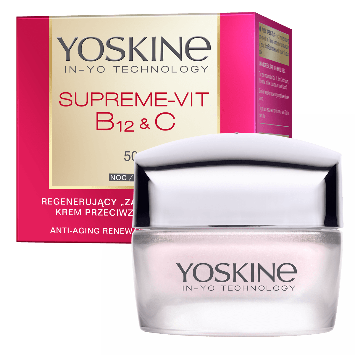 Yoskine Supreme-Vit B12 + C krem przeciwzmarszczkowy na noc 50+ z witaminą B12, witaminą C, olejem pistacjowym i masłem shea 50 ml