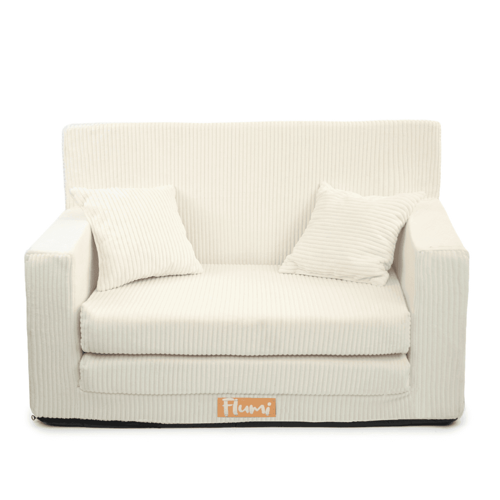 Rozkładana personalizowana sofa piankowa dziecięca - sztruks jasny krem