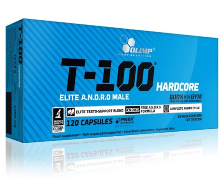 OLIMP SPORT T-100 Hardcore Mega Caps Booster Testosteronu 120 kapsułek