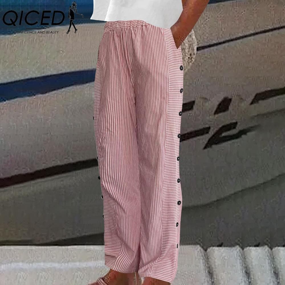QICED Damskie modne, swobodne, jednokolorowe, nadrukowane spodnie i capri XS czerwony