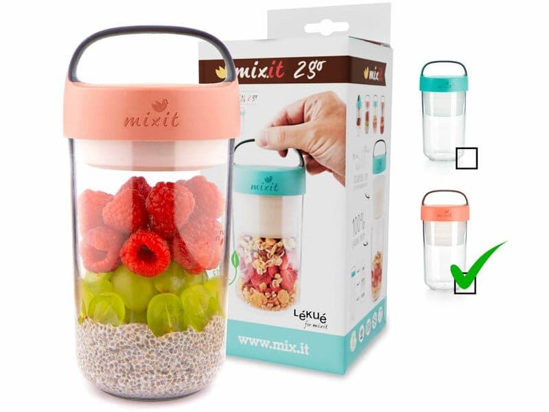 Mixit 2go – pojemnik na przekąski 600 ml (łososiowy)