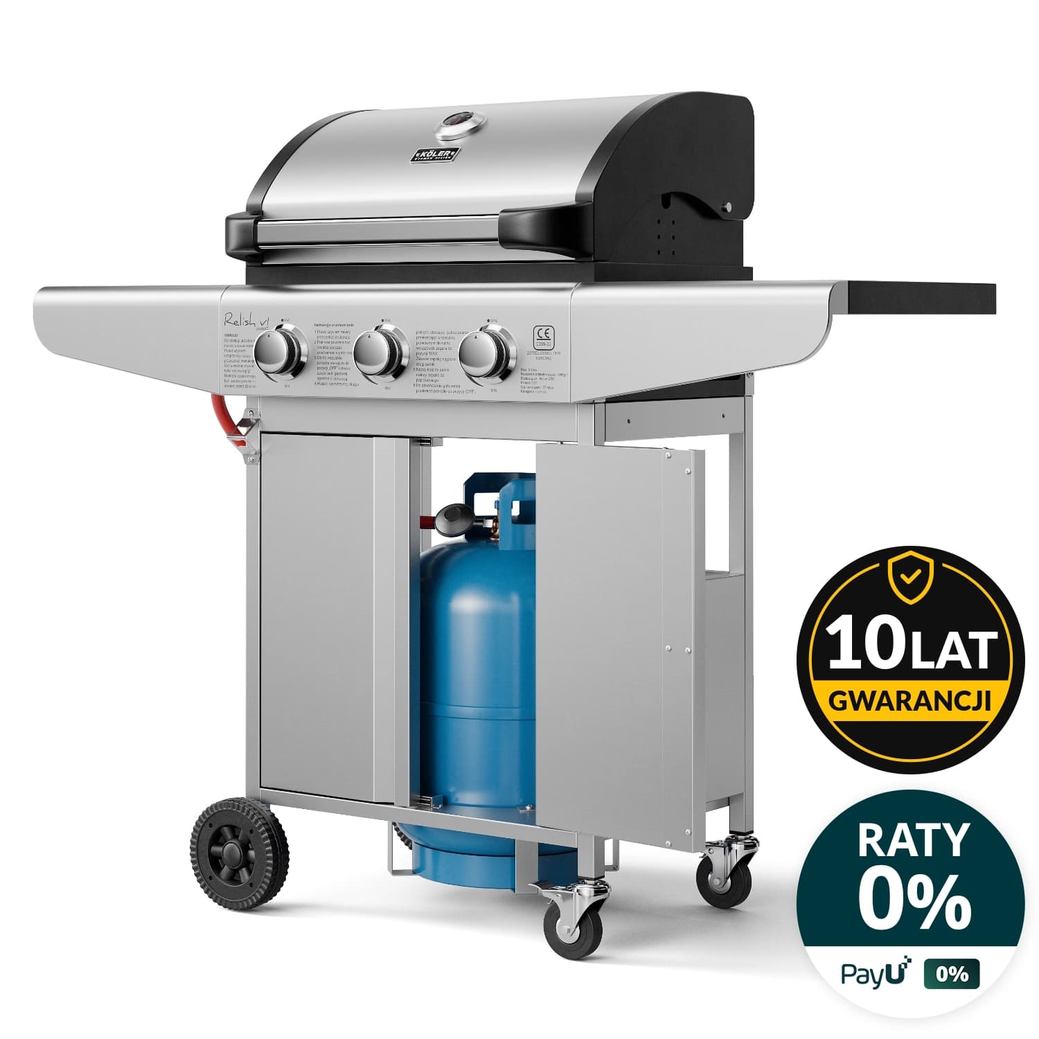 Grill gazowy köler v1 compact nierdzewny 3 palniki 9,6kw koler relish