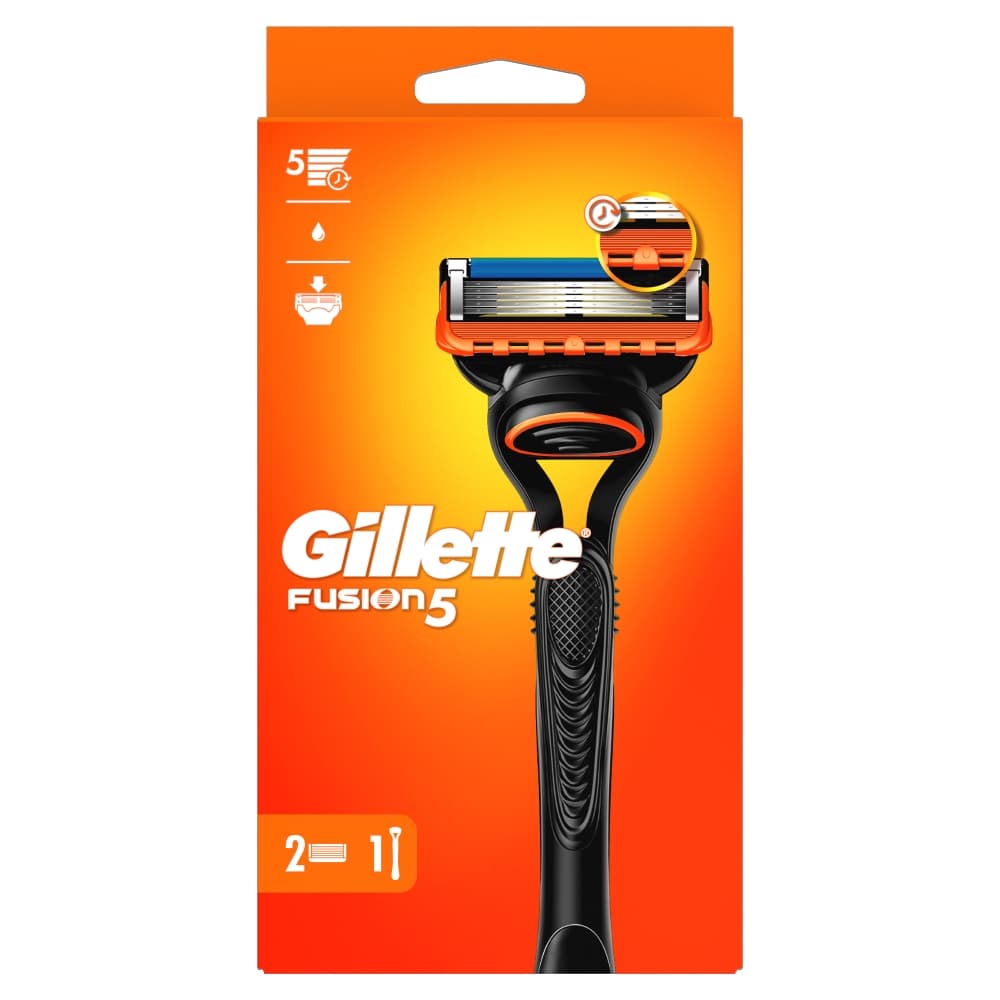 GILLETTE FUSION 5 Maszynka do golenia dla mężczyzn + 2 szt. ostrzy wymiennych