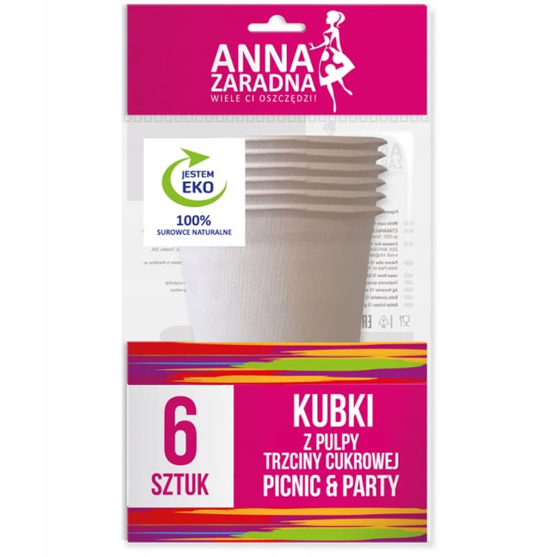 ANNA ZARADNA PICNIC & PARTY Zestaw kubków papierowych 6szt.
