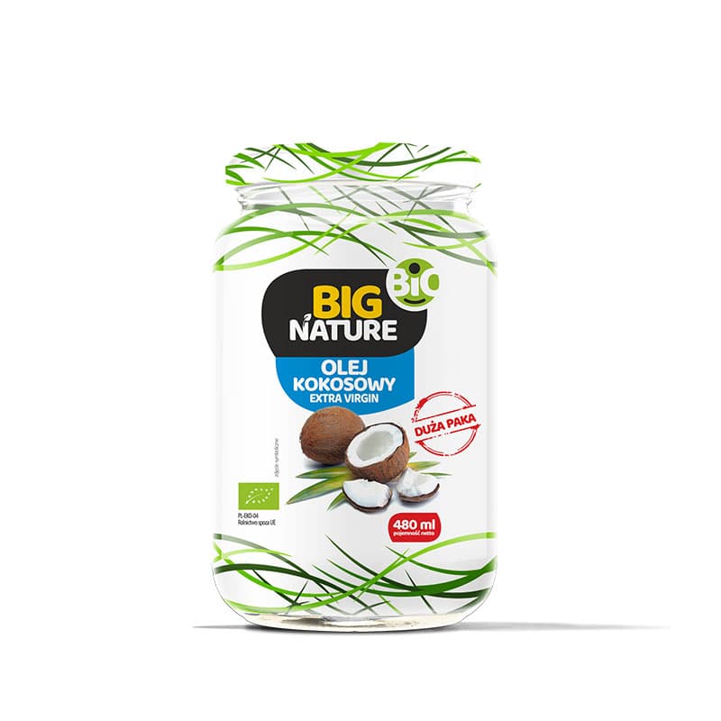 BIG NATURE Olej kokosowy extra virgin tłoczony na zimno BIO 480 ml