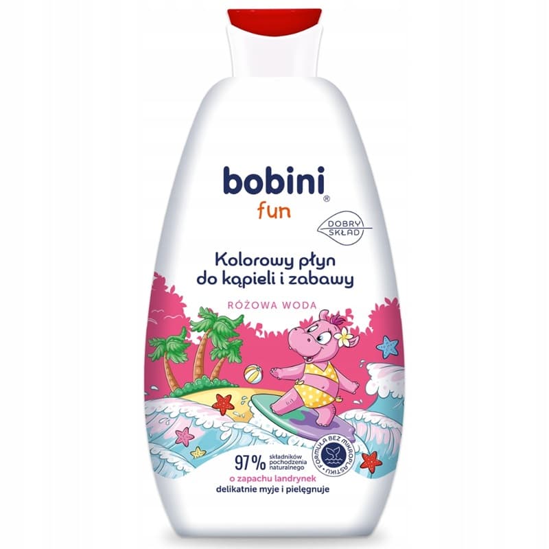 BOBINI FUN Kolorowy płyn do kapieli i zabawy Różowa Woda 500 ml