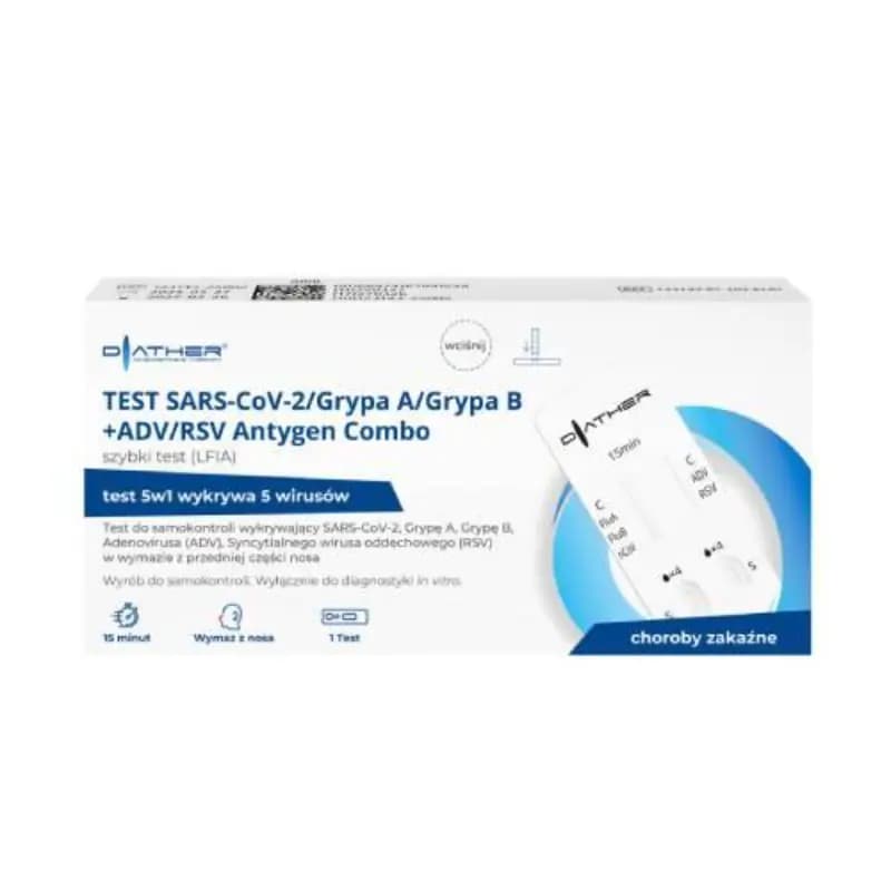 DIATHER Test Sars - Cov2/Grypa A/Grypa B+ADV/RSV Antygen Combo 1 szt.