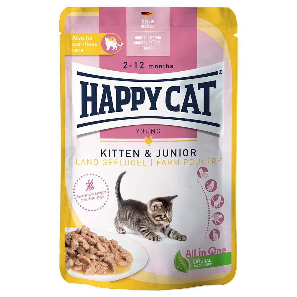 Happy Cat Pouch Meat w sosie, 12 x 85 g - Kitten, drób