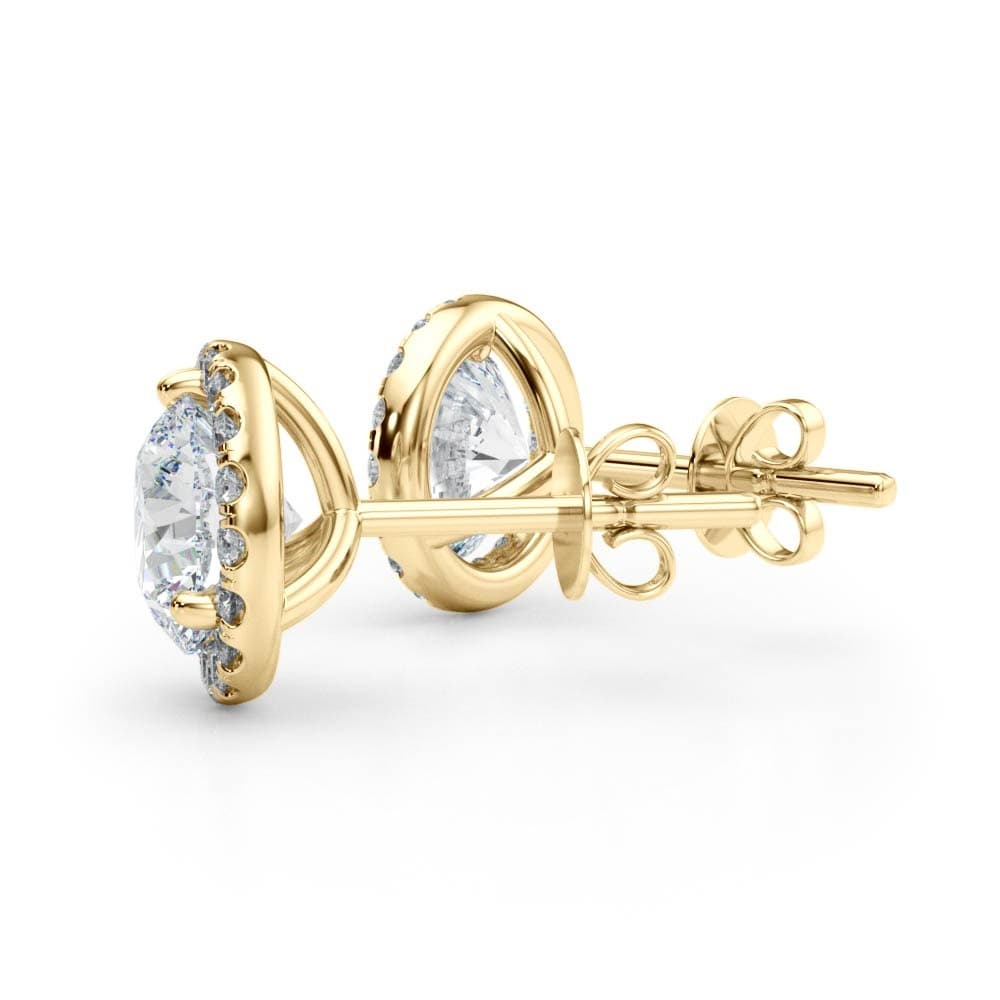 Okrągłe Halo Kolczyki Sztyfty 2.73 krt Laboratoryjny Diament 750 Żółte Złoto (18K)