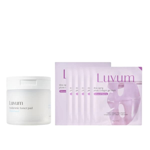 LUVUM - Afterglow Yuja Gel Mask - 5 szt. + Witch Hazel Hyaluronic Toner Pad - 130ml/ 60szt. Set