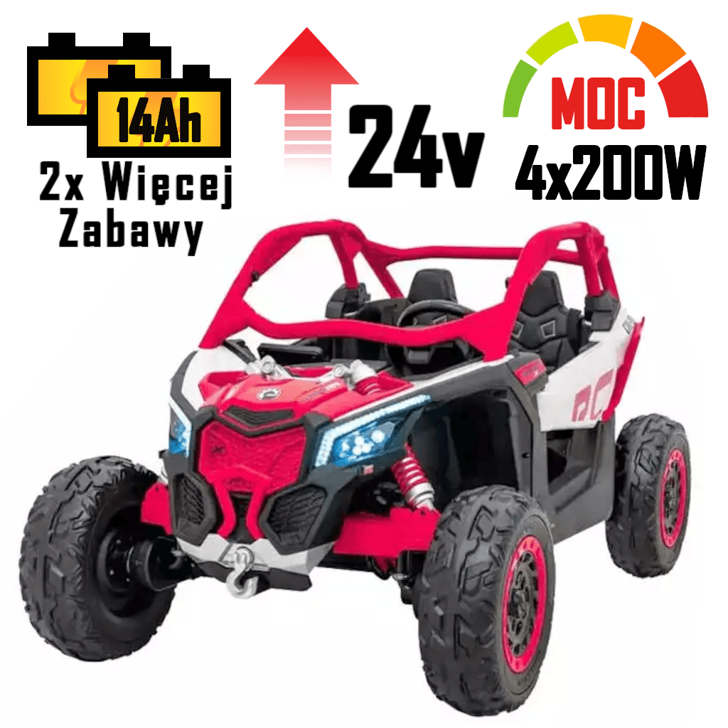 Buggy na akumulator Can-am Maverick Turbo DK-CA001 Czerwony 4x200W 24V14Ah!