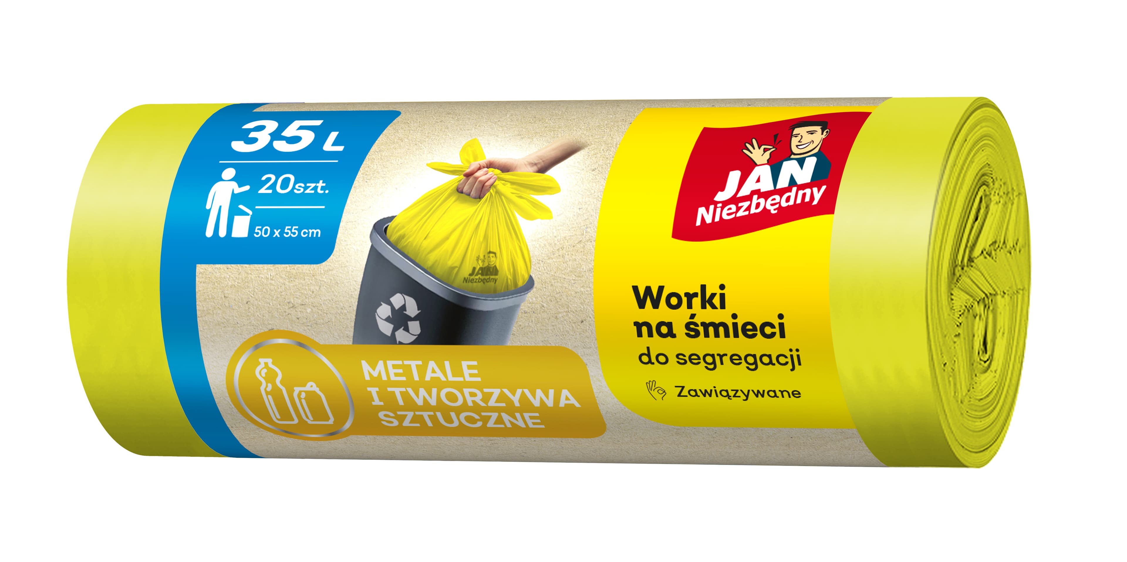 Żółte worki na śmieci Jan Niezbędny 35L 20 szt.