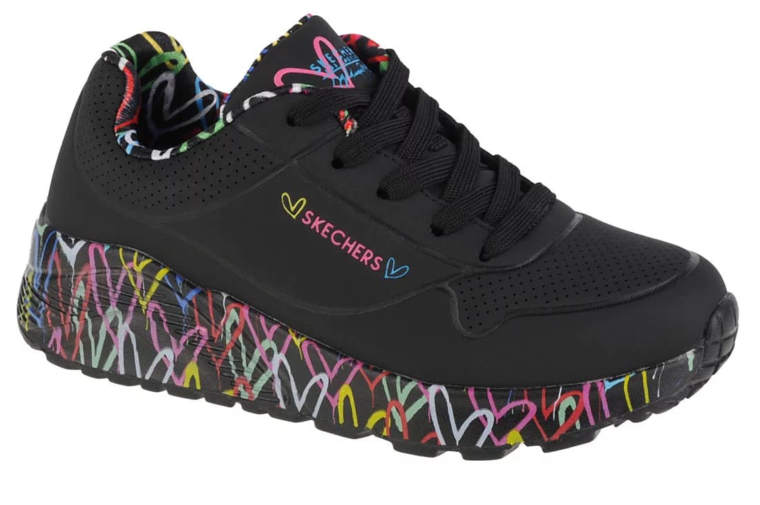 Skechers Uno Lite 314976L-BKMT, Dla dziewczynki, Czarne, buty sneakers, skóra syntetyczna, rozmiar: 37