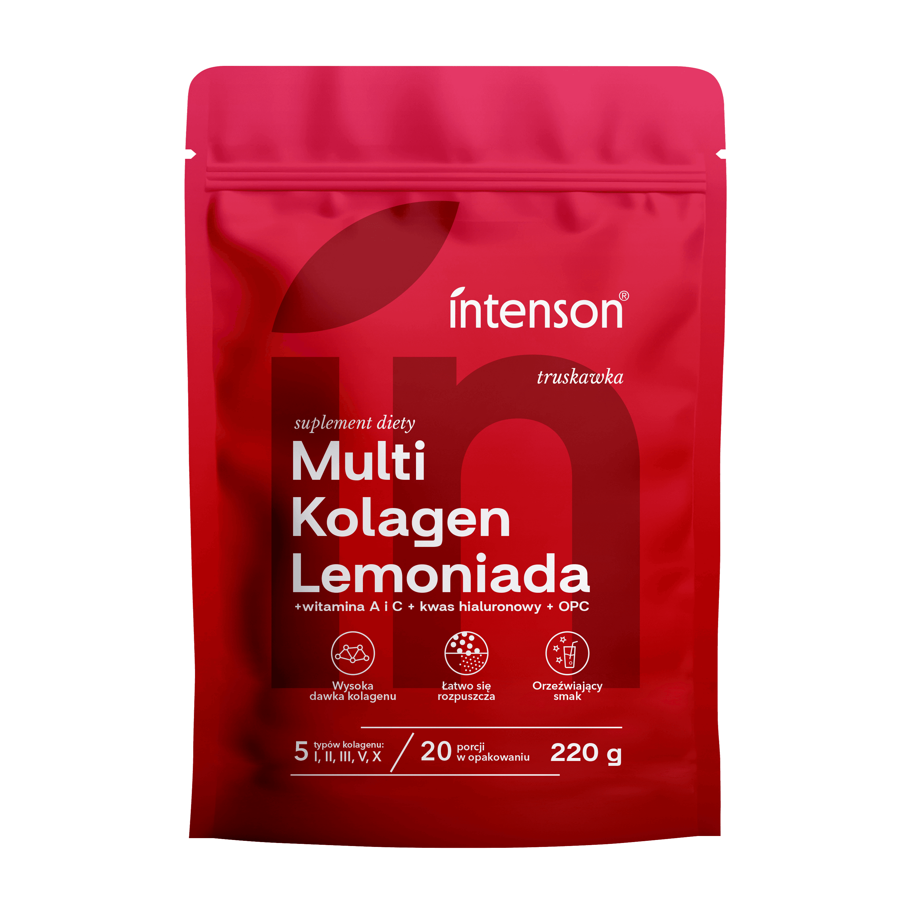 Intenson Multi Kolagen Lemoniada Suplement Diety o Smaku Truskawkowym 220g