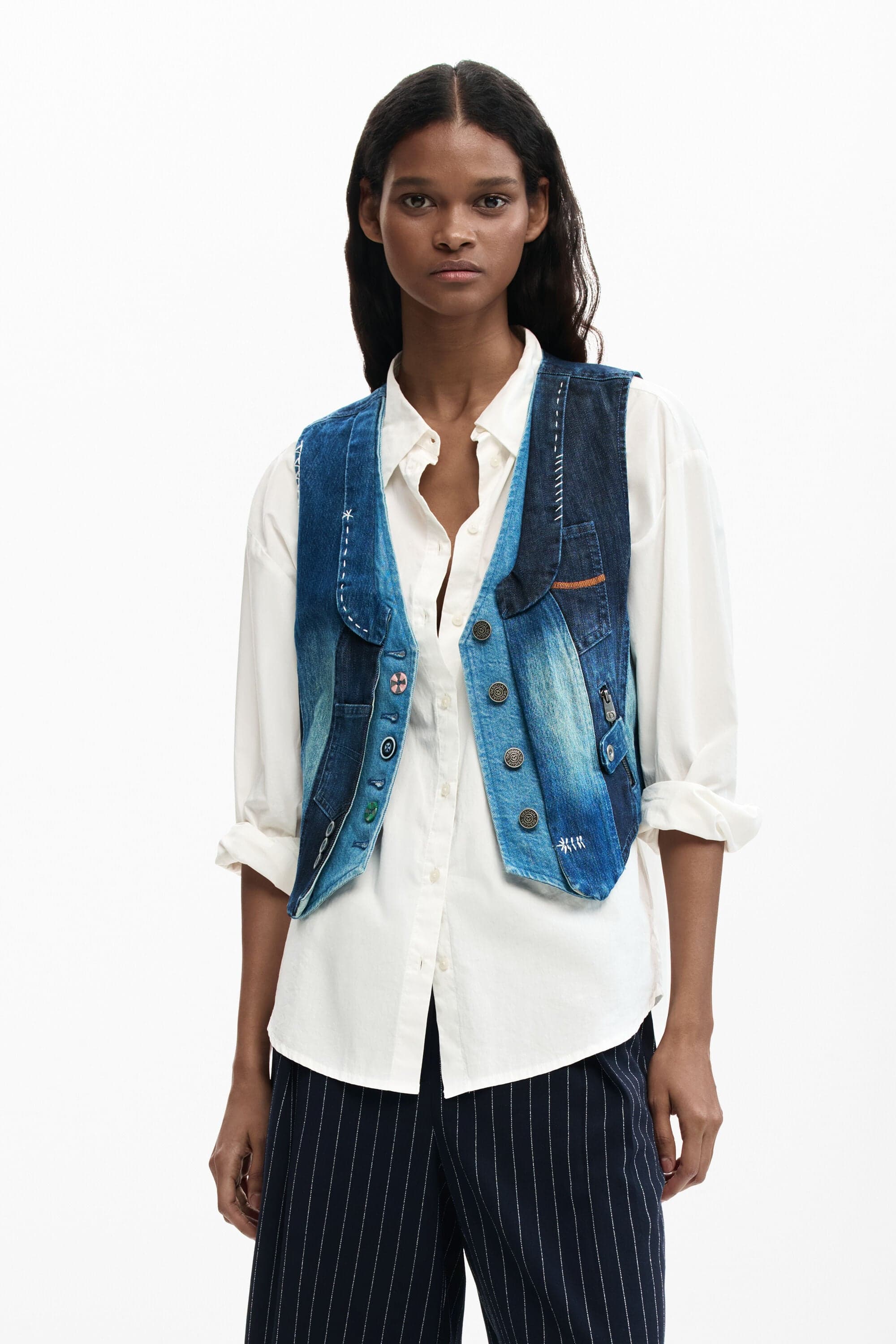 kamizelka denim patchwork