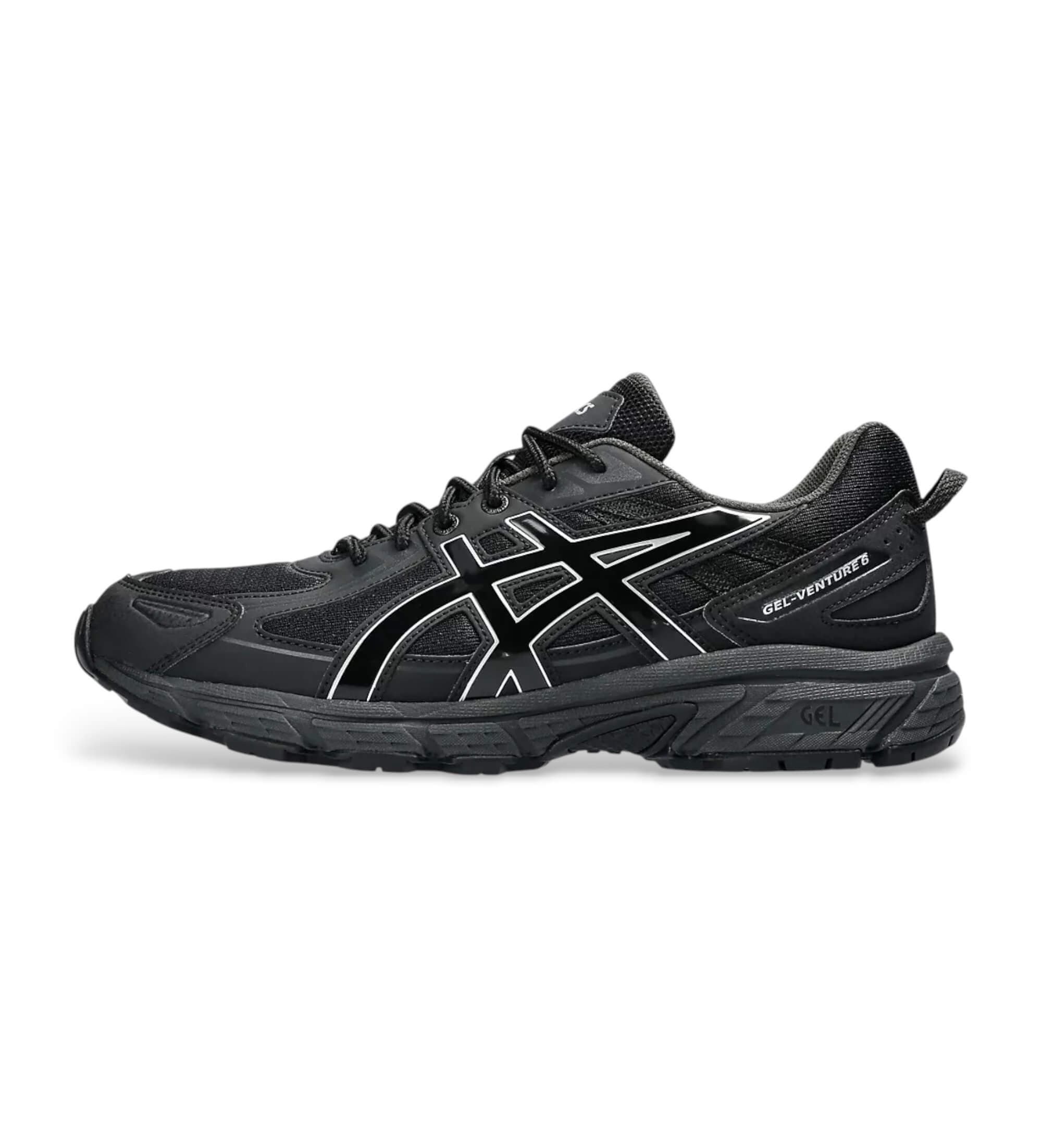 Asics uniseks. 1203A297 Buty sportowe Gel-Venture 6 czarne (44.5), Czarny, Mapa, Smycze, Zwykły, Deportivo, Multisport