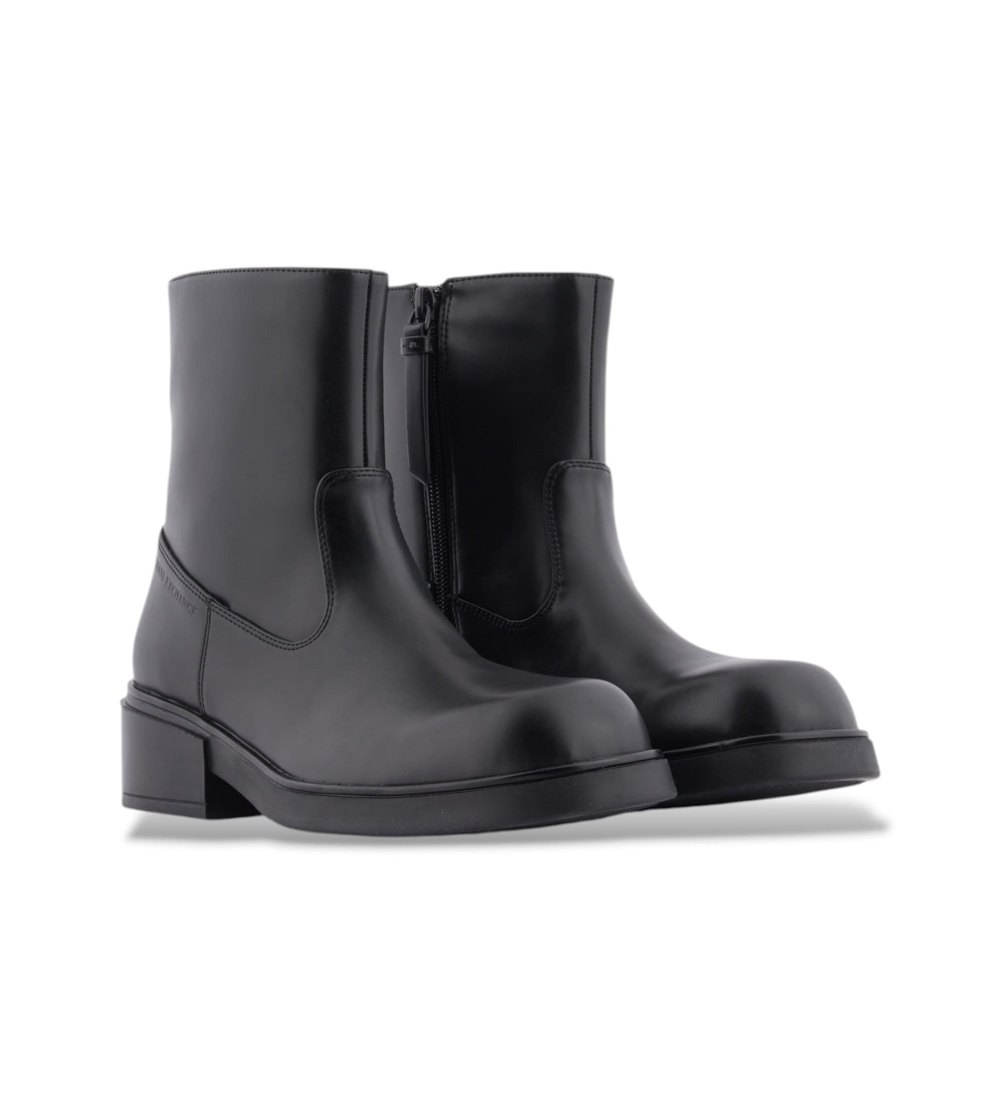 A|X Armani Exchange dla kobiet. XW002209AF17474UC001 Botki Modern czarne (37.5), Czarny, Mapa, Zamek błyskawiczny, Zwykły