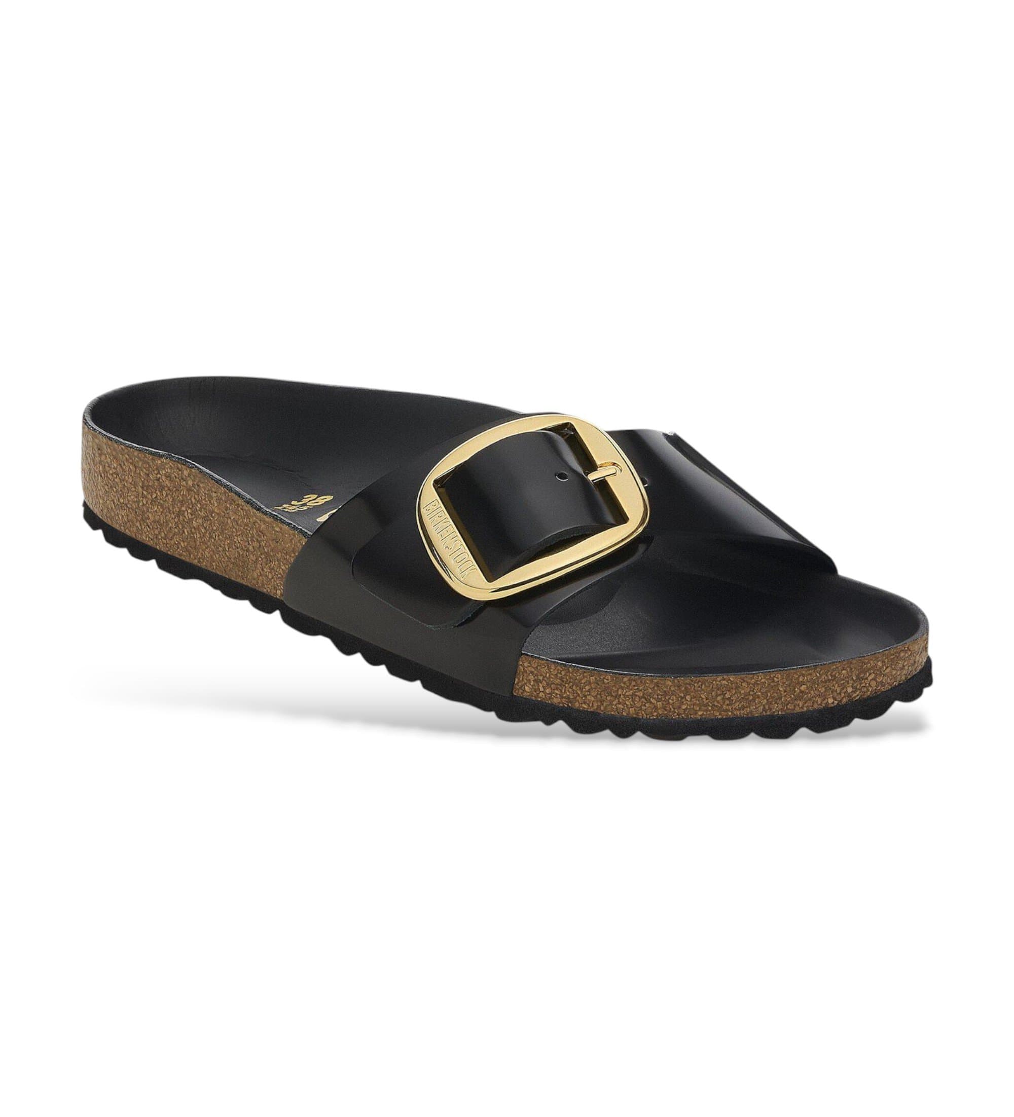 Birkenstock dla kobiet. 1022650 Sandały skórzane Madrid Big Buckle (Wąskie dopasowanie) czarny (42), Skóra, Mapa, Brak,