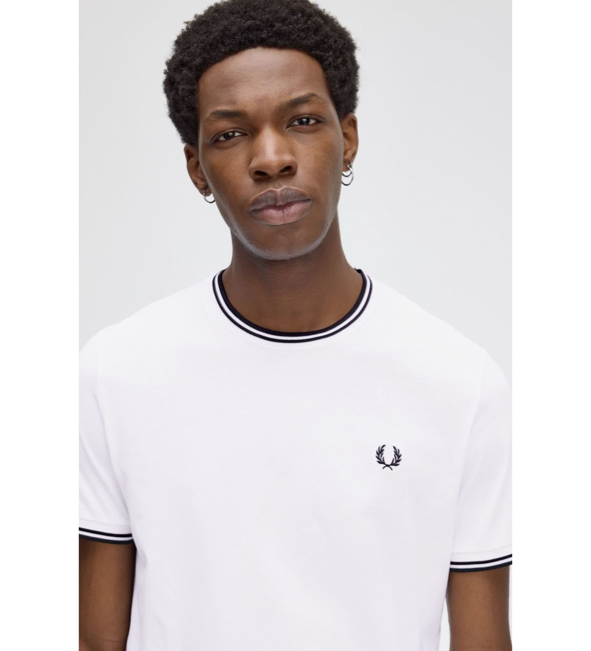 Fred Perry dla m??czyzn. M1588 Koszulka Twin Tipped biała (L), Biały, Zwykły, Bawełna, Krótki rękaw