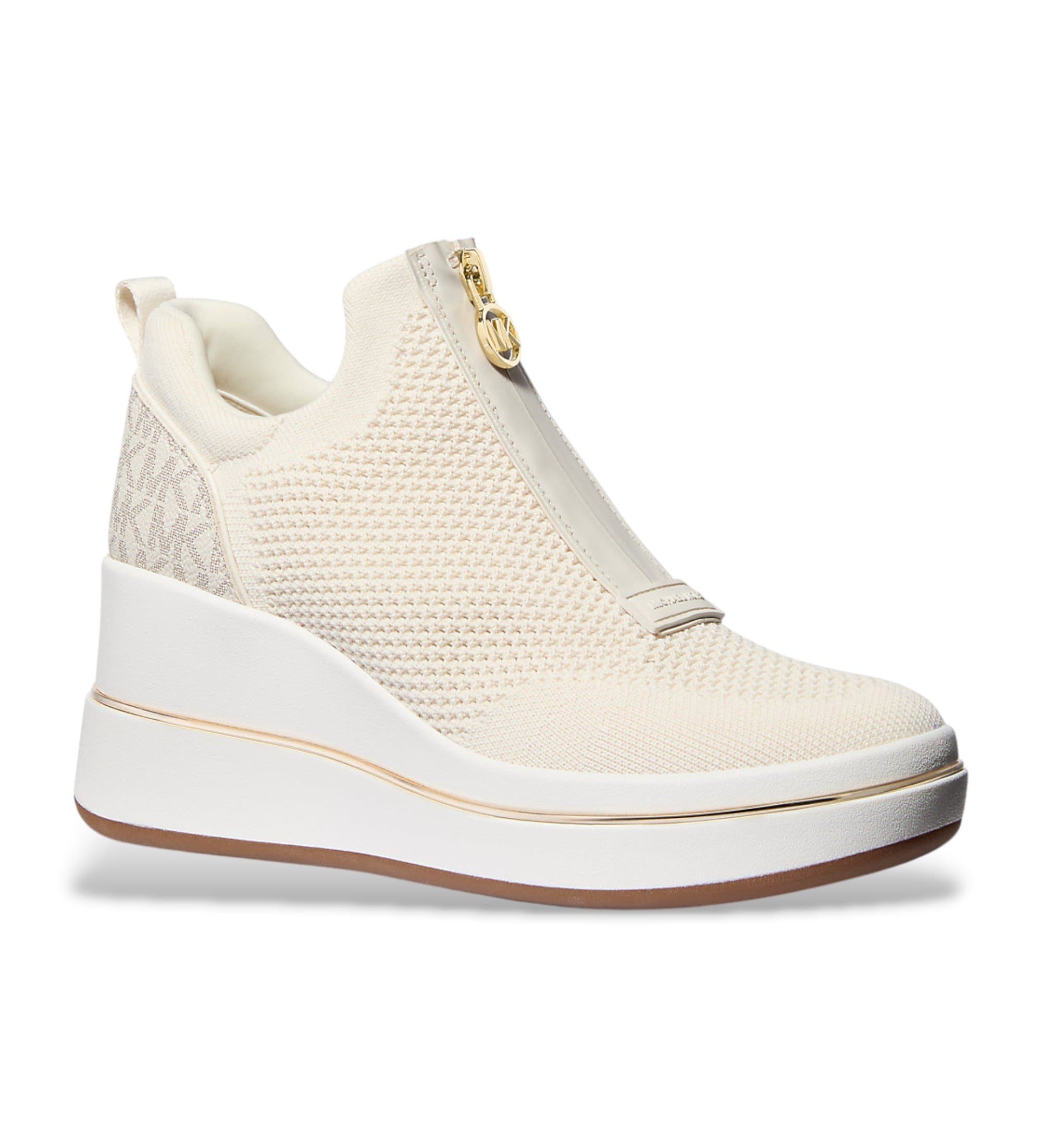 Michael Kors dla kobiet. 43R6EMFP3D Sneakersy Emmy Mesh Zip-up Vanilla (40), Beżowy, 3 do 5 cm, Zamek błyskawiczny, Zwykły