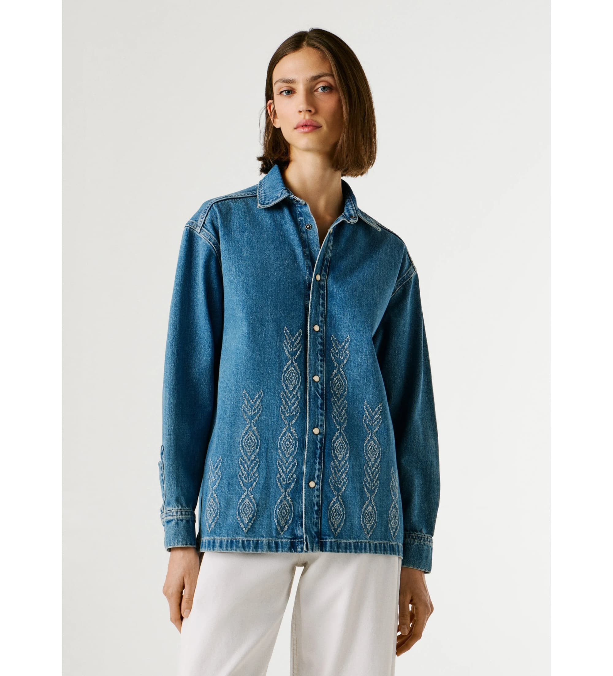 Pepe Jeans dla kobiet. PL3051442 Kurtka Ellen Ikat niebieska (M), Niebieski, Zwykły, Bawełna, Denim