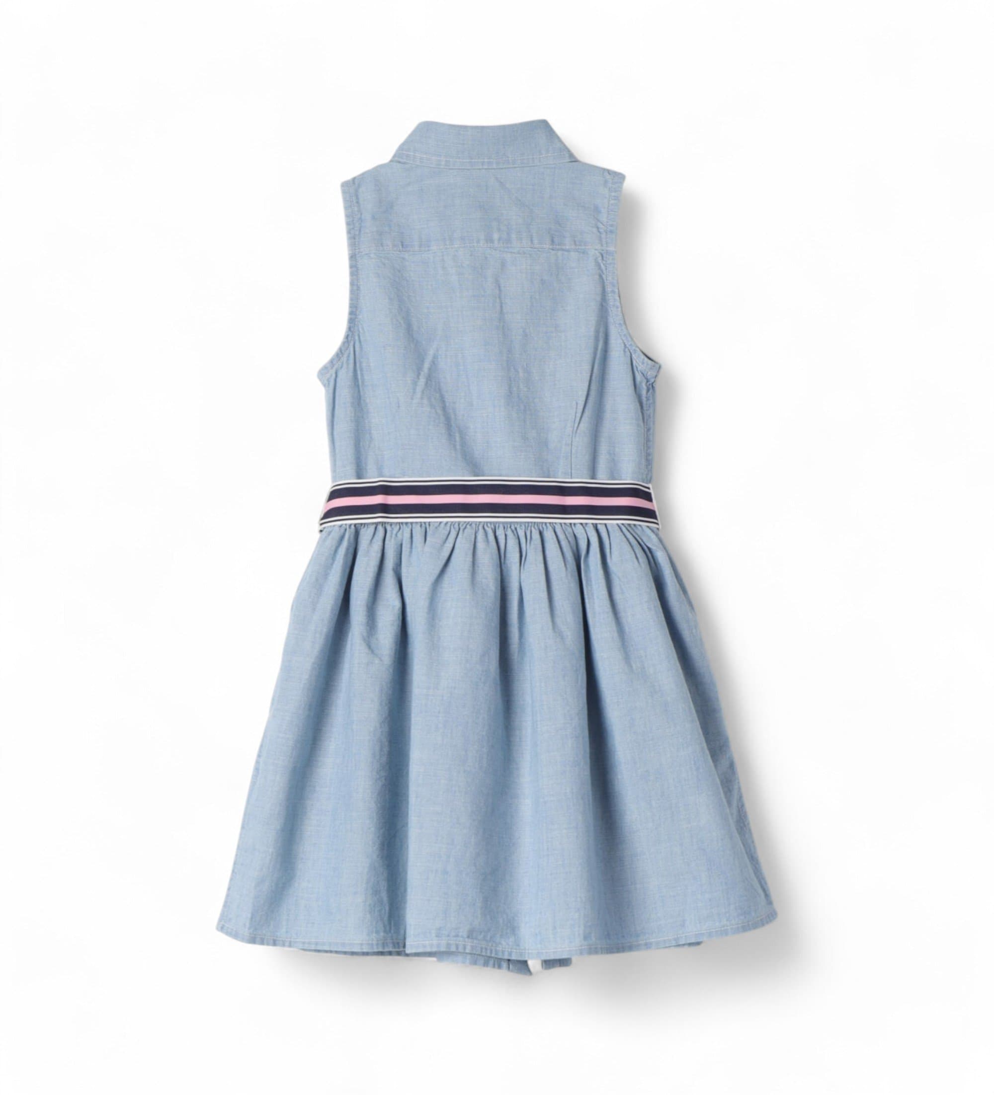 Polo Ralph Lauren dla dziewczynki. 312934151001 Jasnoniebieska sukienka koszulowa (5años= 109/116cm), Niebieski, Zwykły, Bawełna,