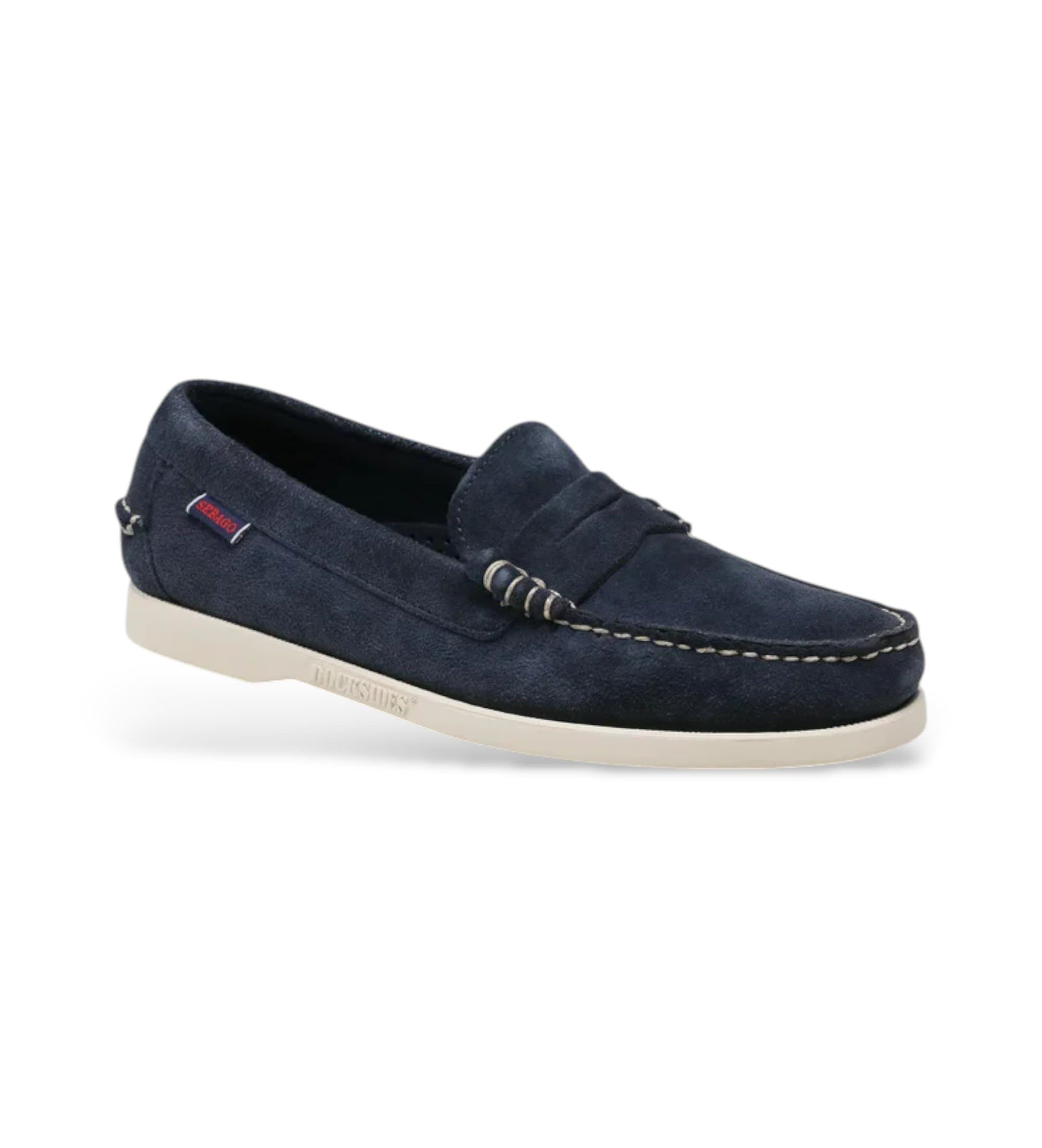 Sebago dla m??czyzn. 7111MSW Dan Boat Leather Loafers navy (41), Skóra, Niebieski, Mapa, Brak, Zwykły, Marino