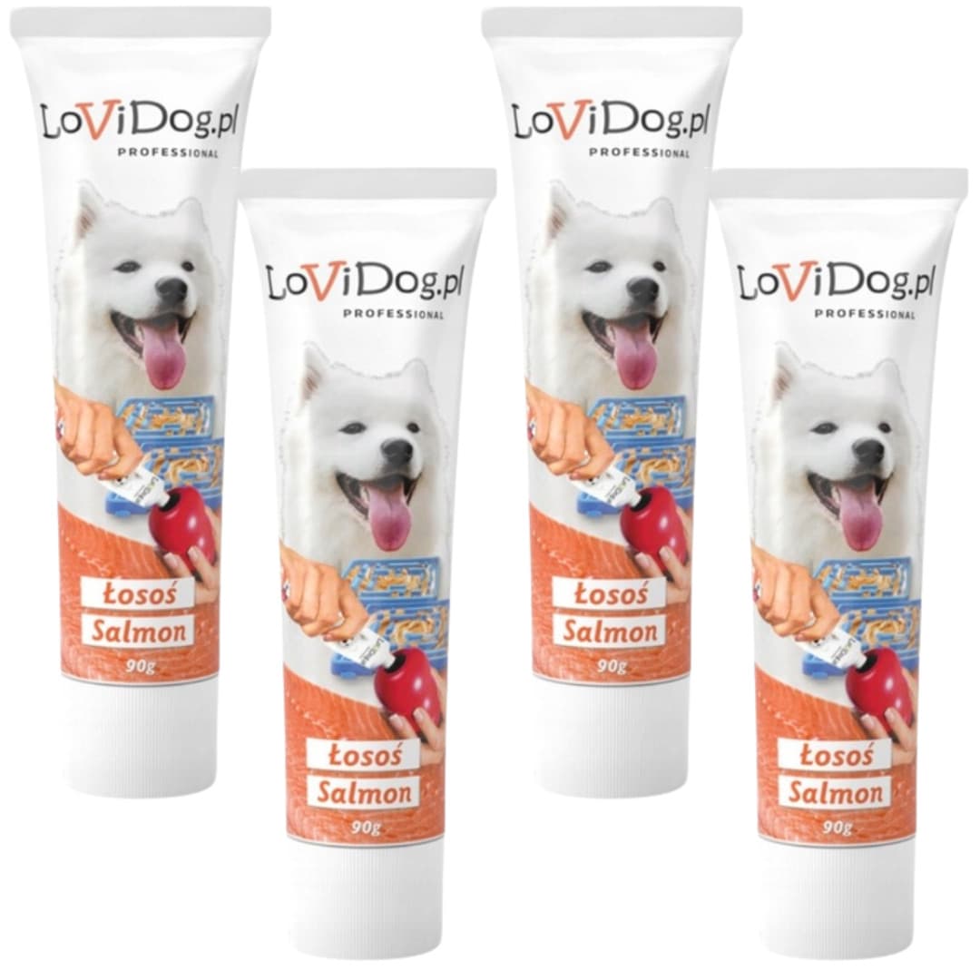 LOVIDOG Pasta z łososiem - przysmak dla psa - 4x90g
