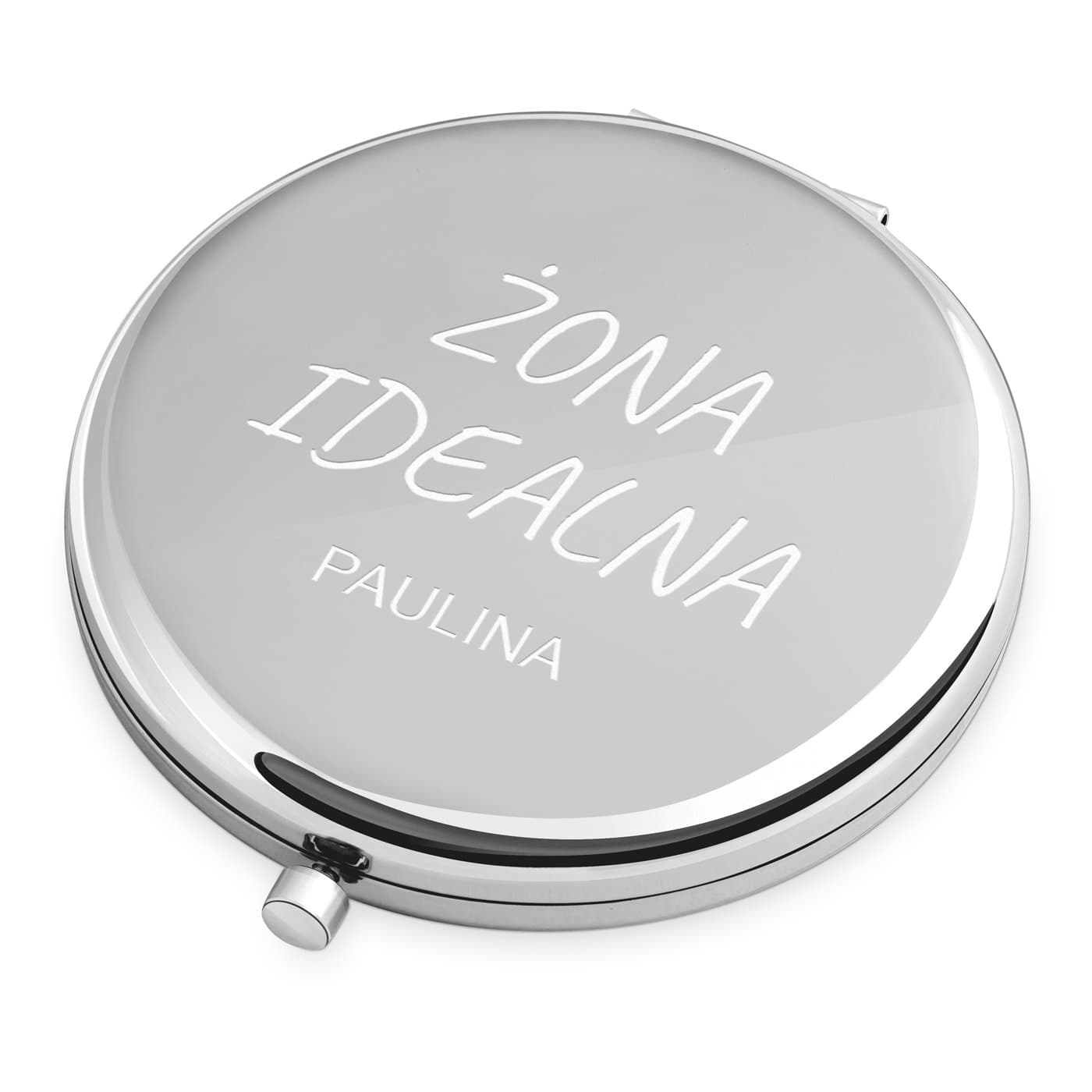 Lusterko okrągłe srebrne z grawerem dla żony na imieniny rocznicę walentynki