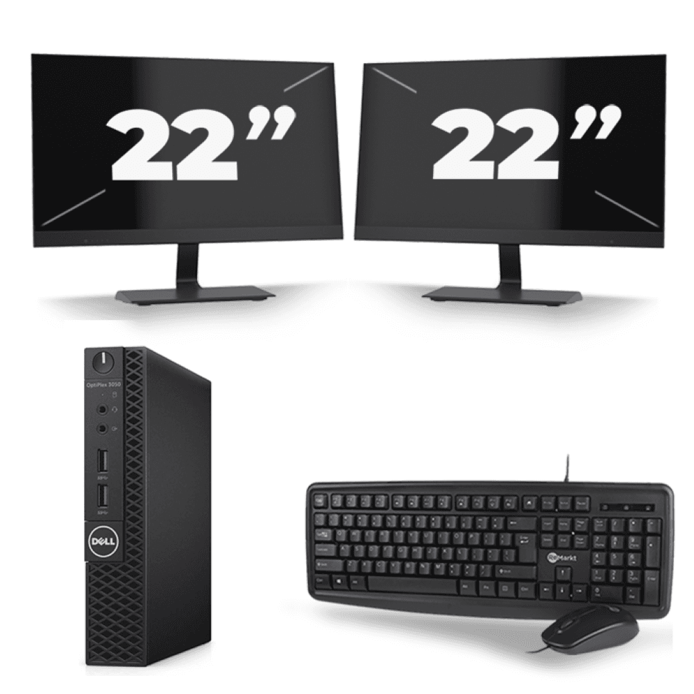 Dell Optiplex 3070 Micro USFF - Intel Core i5-9. generacji - 8 GB RAM - 256 GB SSD - Windows 11 + 2 monitory 22-calowe