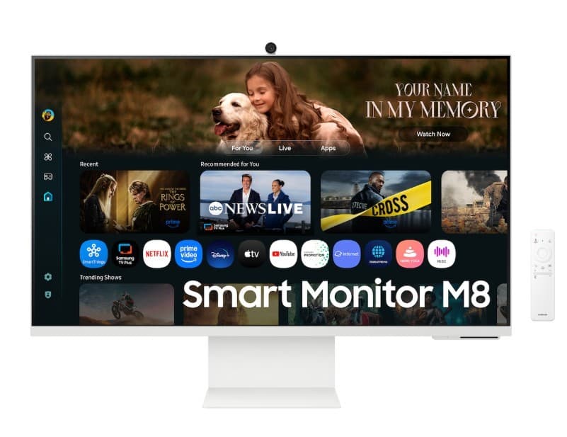 Samsung Monitor 32 cale Smart M80F VA 3840x2160 UHD 16:9 1xHDMI 1xUSB-C 1xUSB-A 4ms 60Hz SmartTV HAS+PIV pilot głośniki kamera płaski 3Y2d2
